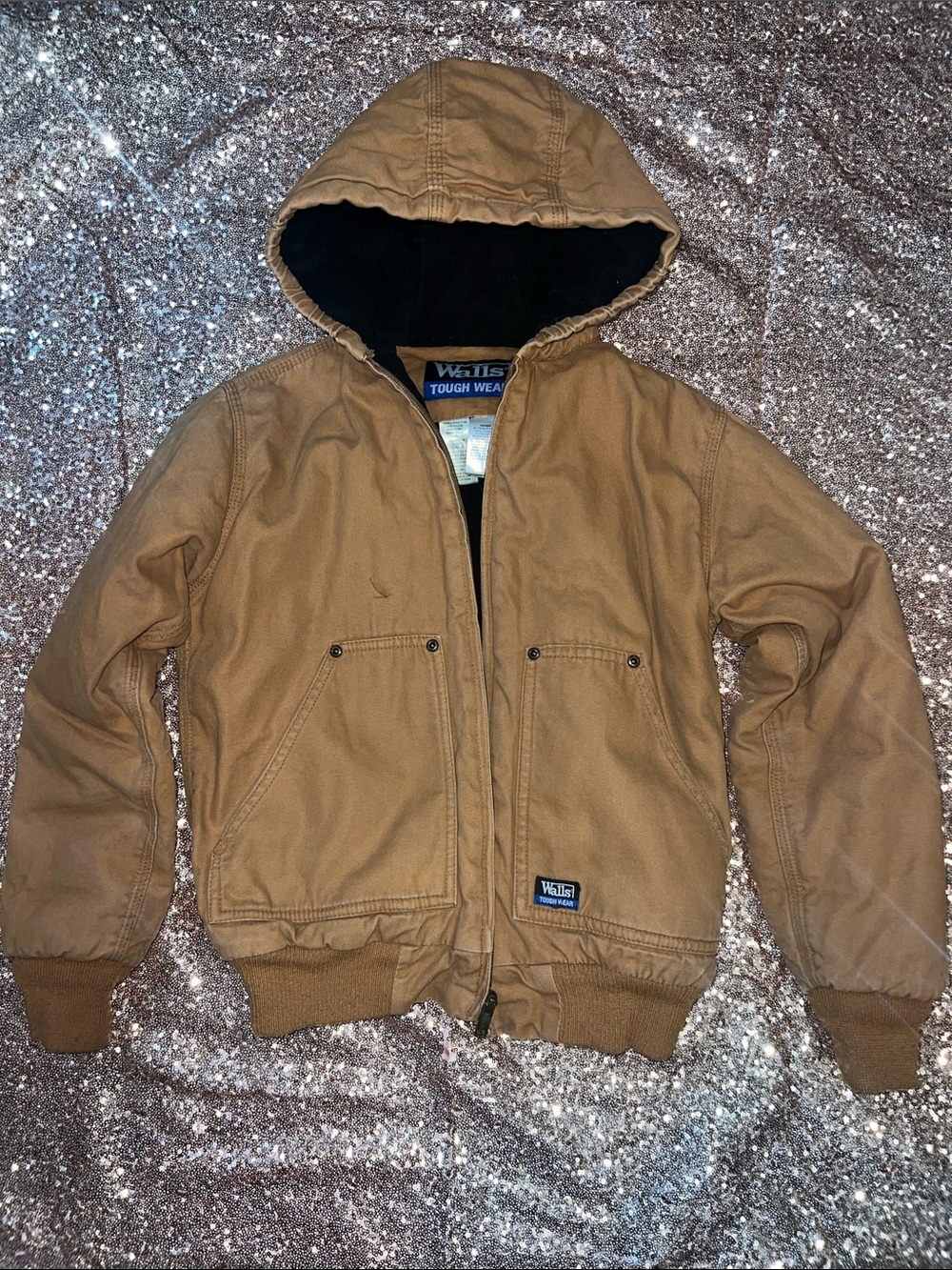 Walls boys Brown Hooded Military-Style Work Jacket